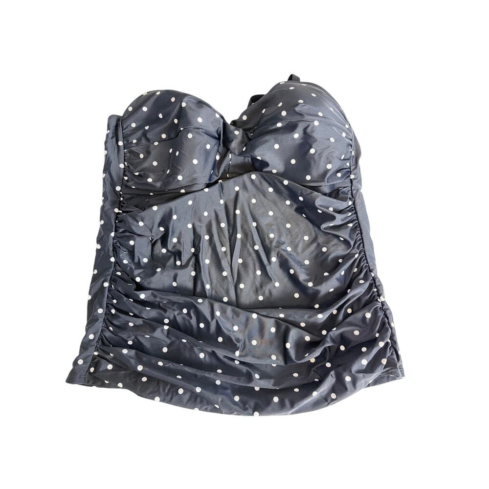 Ocean Blues Polka Dot Tankini Swim Top Black White Women Size XXL Ruched
